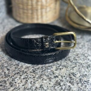 Women’s Black Genuine Alligator Belt w/ Gold Buckle Size 42